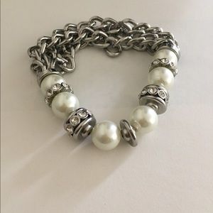 Half pearl half chain bracelet